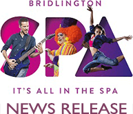 Colorful promotional graphic for Bridlington Spa featuring performers and vibrant text highlighting the musical event.