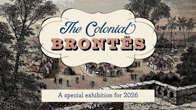 Illustrated village scene with text 'The Colonial Brontës'