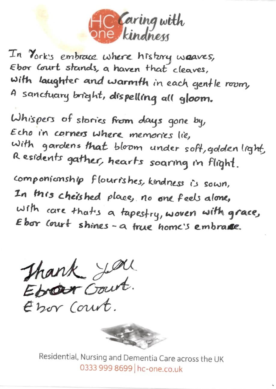 What Was The Heartfelt Anonymous Poem Found At Ebor Court Care Home In York?