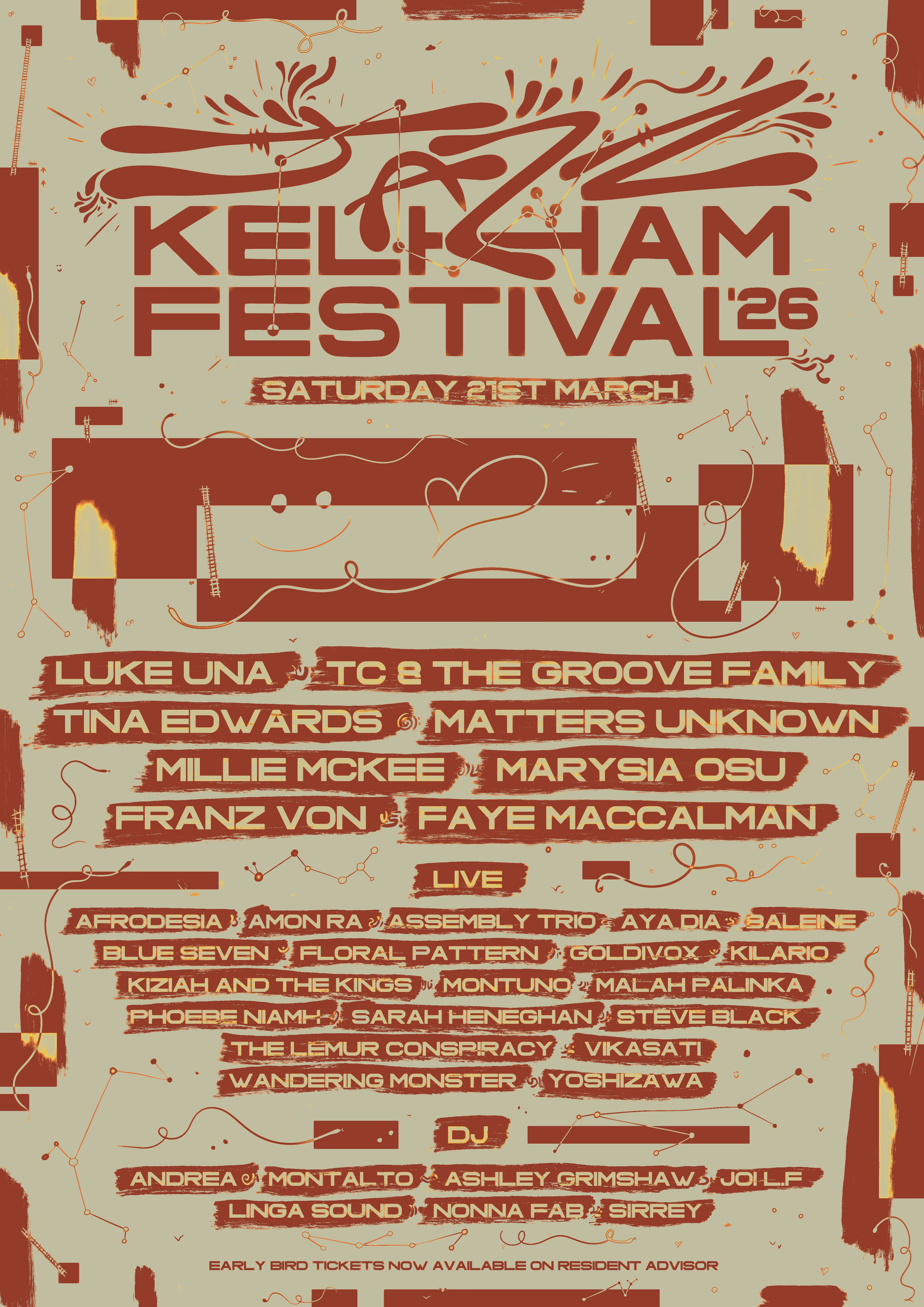 Vintage-style music festival poster with artist lineup