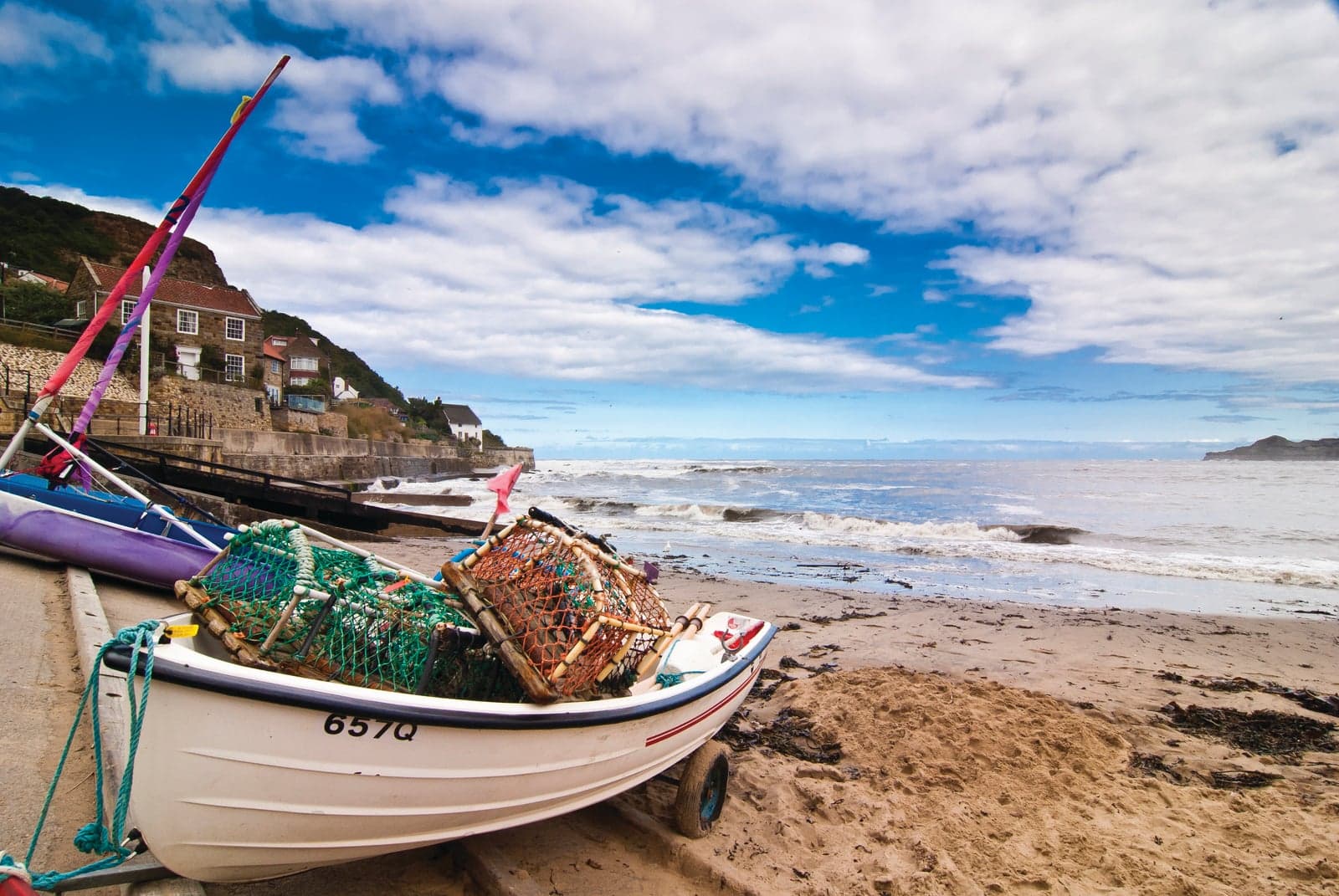 A boat on the beach in Runswick Bay