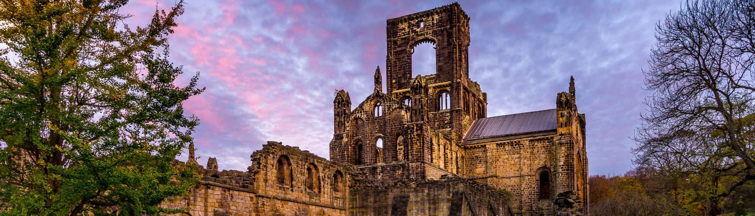 Kirkstall Abbey at dusk