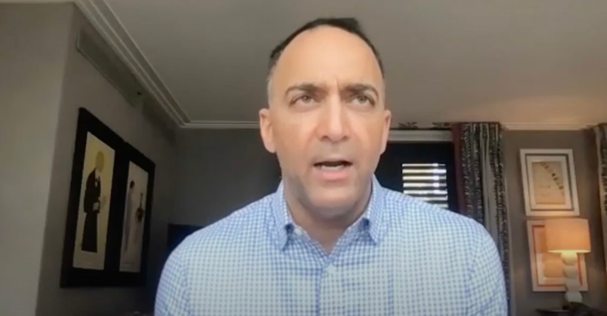 Paraag Marathe speaks on a video call to the media