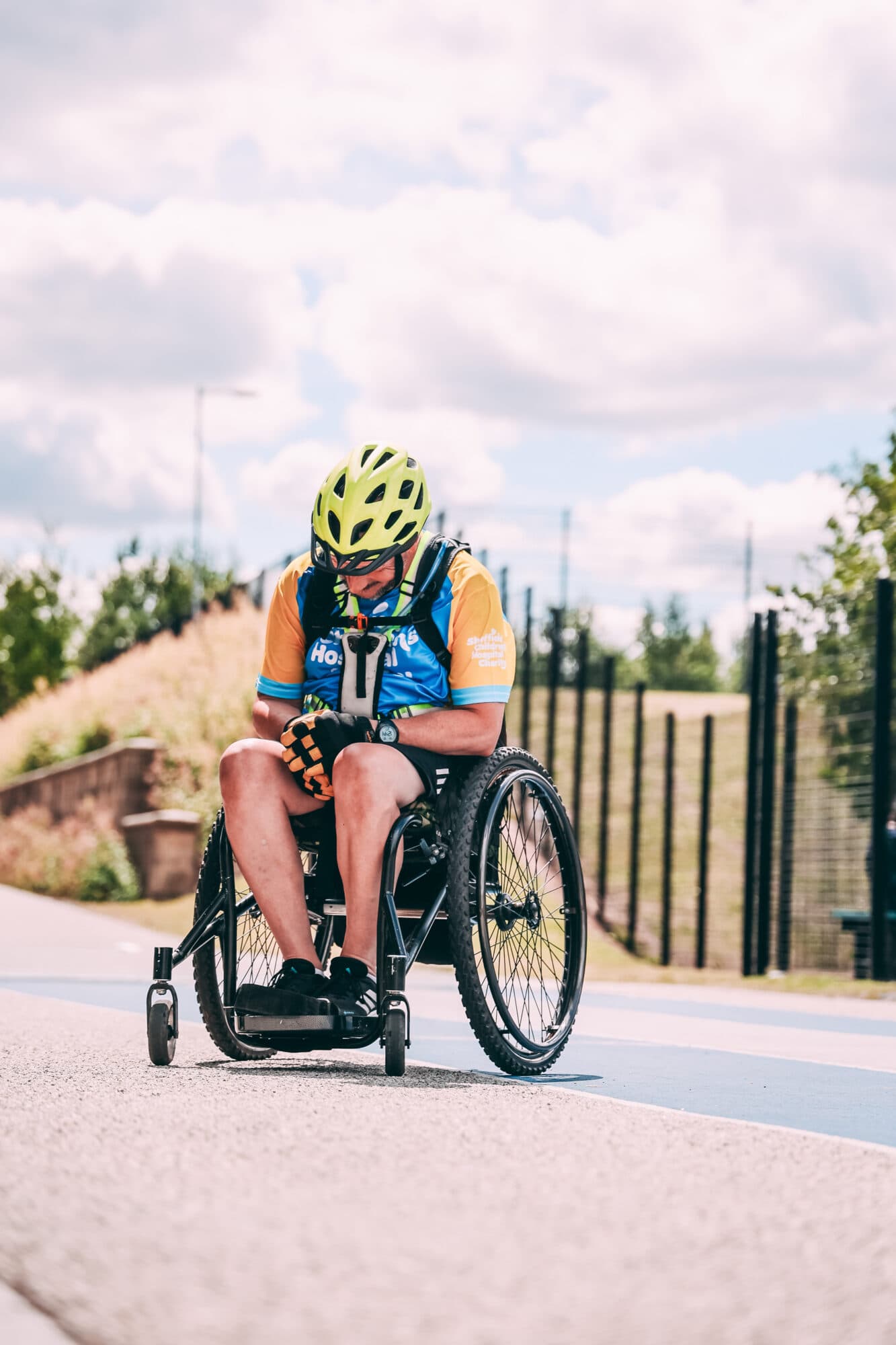 An emotional Andy completed his 4th marathon in as many days in Sheffield for Sheffield Children's Hospital Charity - image credit Andy Bates