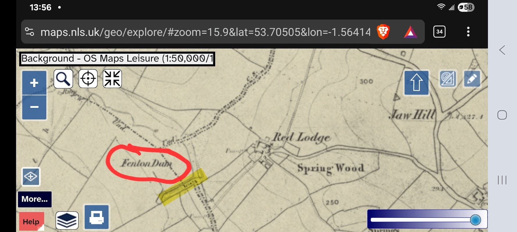 Fenton Dam of the former reservoir. - Historic Site in ossett