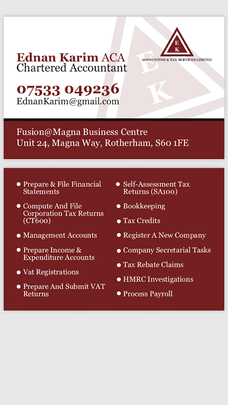 EK Accounting & Tax Services Limited - Accountants in rotherham