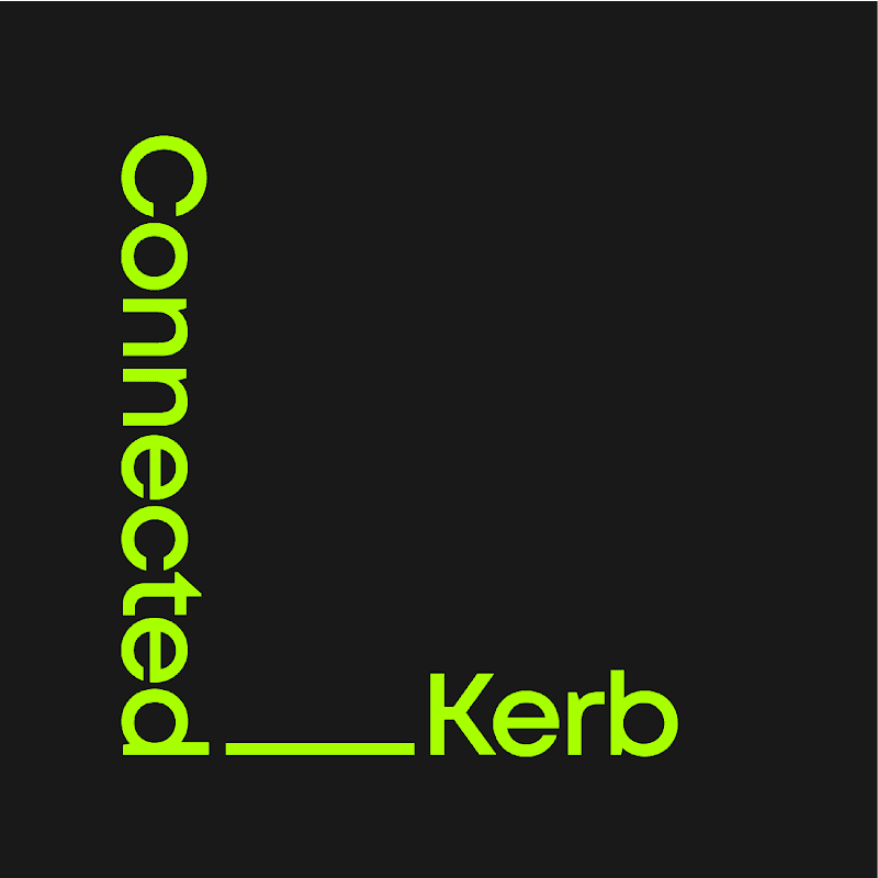Green text logo displaying "Connected Kerb" on a black background.