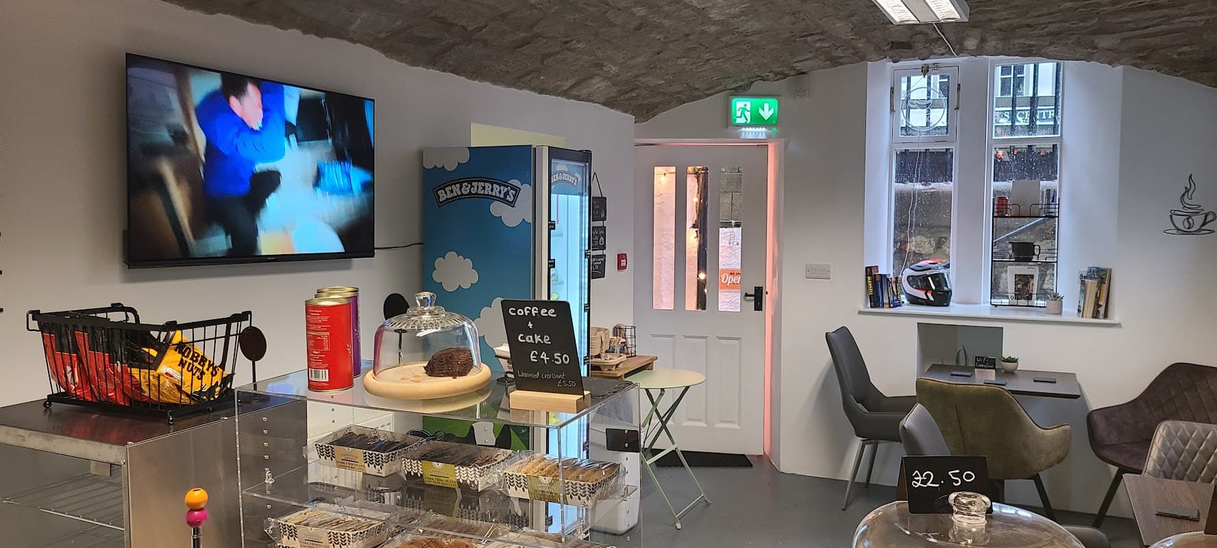 Cafe Coffee in the Cave (under the ice-cream shop) in settle