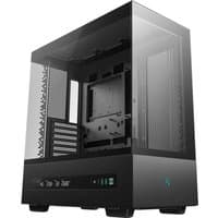 Black DeepCool CH690 DIGITAL tower case with tempered glass panels and digital display.