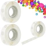 Clear rolls of double-sided balloon glue dots with colorful balloons in the background.