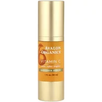 Gold bottle of Avalon Organics Vitamin C Radiance Serum, 30ml, with orange label and white text.