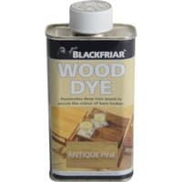 Blackfriar Antique Pine Wood Dye 250ml, rectangular metal can with white cap and beige label.