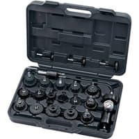 "Draper RPT1 Expert 20 Piece Radiator Pressure Test Kit in black case with various adapters and pressure gauge"
