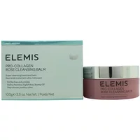 ELEMIS Pro-Collagen Rose Cleansing Balm 100g in pink jar with silver lid, next to light blue box.