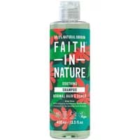 Faith in Nature Aloe Vera Shampoo 400ml, green bottle with floral design and white cap.