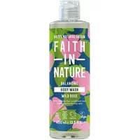Faith in Nature Wild Rose Body Wash 400ml with floral design and green, pink, and blue label.