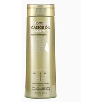 Giovanni Smoothing Castor Oil Shampoo 399ml in a sleek, gold bottle with a flip-top cap and minimalist text design.