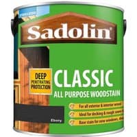 Sadolin Classic Wood Protection Ebony 2.5L can, green label, deep penetrating protection, ideal for exterior wood.