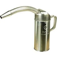 Sealey 1L metal pouring jug with flexible spout and handle, cylindrical body, and silver finish.