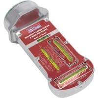 Red and silver Sealey magnetic camber caster gauge with bubble levels and measurement scales.