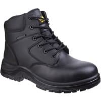 Black Amblers Safety boot, size 12, with reinforced toe, padded ankle support, and slip-resistant sole.