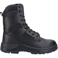 Black Amblers Safety hi-leg boot, size 8, with lace-up front, padded collar, and rugged sole.