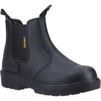 Black Amblers Safety pull-on dealer boot with elastic side panels and reinforced toe, size 14.