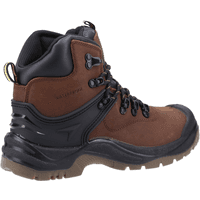 Brown Amblers Safety boot, size 10, with black padded ankle support, lace-up front, and rugged sole.