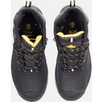 Black Amblers Safety boot, size 9, with yellow lining, black and yellow laces, and reinforced toe.