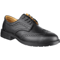 Black leather Amblers Safety shoe, brogue detailing, lace-up, slip-resistant sole, size 13.