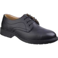 Black Amblers Safety FS45 shoe with leather upper, lace-up design, and slip-resistant sole.