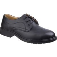 Black leather Amblers Safety Fs45 shoe, size 12, with lace-up design and slip-resistant sole.