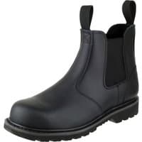Black Amblers Safety pull-on dealer boot with Goodyear welt, elastic side panels, and rugged sole, size 13.