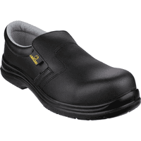 Black Amblers Safety shoe, slip-on design, metal-free, lightweight, with padded collar and slip-resistant sole, size 7.