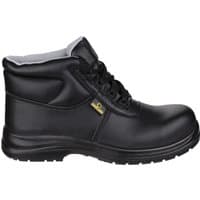 Black Amblers Safety boot, size 9, with padded collar, lace-up front, and slip-resistant sole.