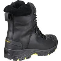 Black Amblers Safety boot with side zip, composite toe, high leg design, and rugged sole, size 4.