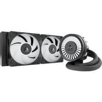 Black and white ARCTIC Liquid Freezer III Pro 240 A-RGB cooler with dual fans and flexible tubing.