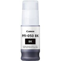 Canon PFI-050 BK ink cartridge, black, cylindrical bottle with a white label and black cap