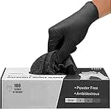 Black nitrile disposable gloves, latex-free, powder-free, strong, puncture-resistant, box of 100, medium size.
