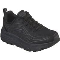 Black Skechers workwear shoes with thick cushioning sole and lace-up design, size 8, by Footsure Western Limited.