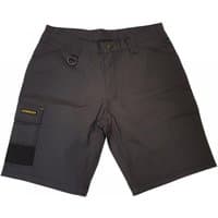 Grey rip-stop cargo shorts with belt loops, multiple pockets, and a 34-inch waist by STANLEY® Clothing.