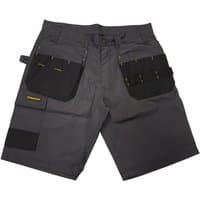 Grey Stanley holster shorts with multiple pockets, black accents, and tool loops, waist size 34 inches.