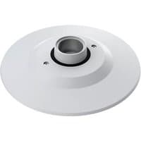 White circular Axis security camera mount with central opening and two screw holes.