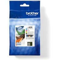 Brother LC426VAL ink cartridge pack, 4 colors: Black, Cyan, Magenta, Yellow, in blue packaging with Brother logo.