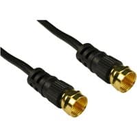 Black 10m coaxial cable with gold-plated F-type male connectors by Cables Direct.