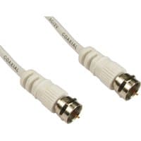 White 5m coaxial cable with F M/M connectors, labeled "COAXIAL" and "RG59U," by Cables Direct.