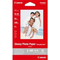 Canon GP-501 Glossy Photo Paper pack, red packaging, 4x6", 50 sheets, family image on front, everyday use label.
