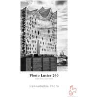 Hahnemühle Photo Luster 260 paper with smooth white finish, featuring a black and white architectural image on the cover.