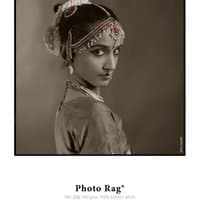 Hahnemühle Photo Rag 308 gsm white matt paper with sepia-toned portrait of a woman in traditional attire.