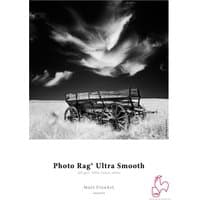 Hahnemühle Photo Rag Ultra Smooth Art paper pack with black and white wagon image on cover, 25 sheets, 305 gsm.